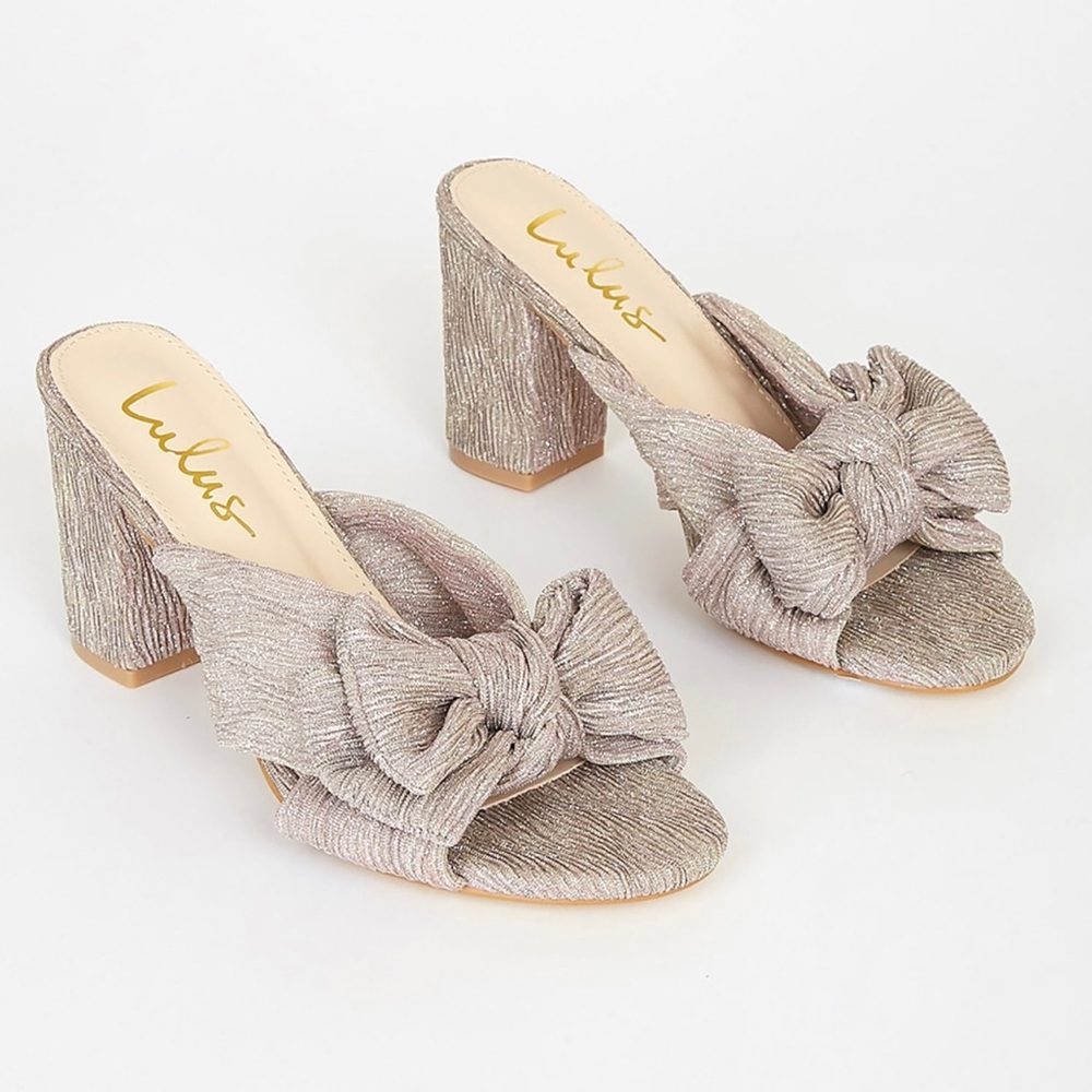 Lulus Glitter Bow Block Heel